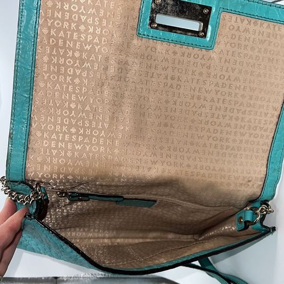 Kate Spade LOW START Turquoise Croc-Embossed Shoulder Bag - Picture 5 of 6